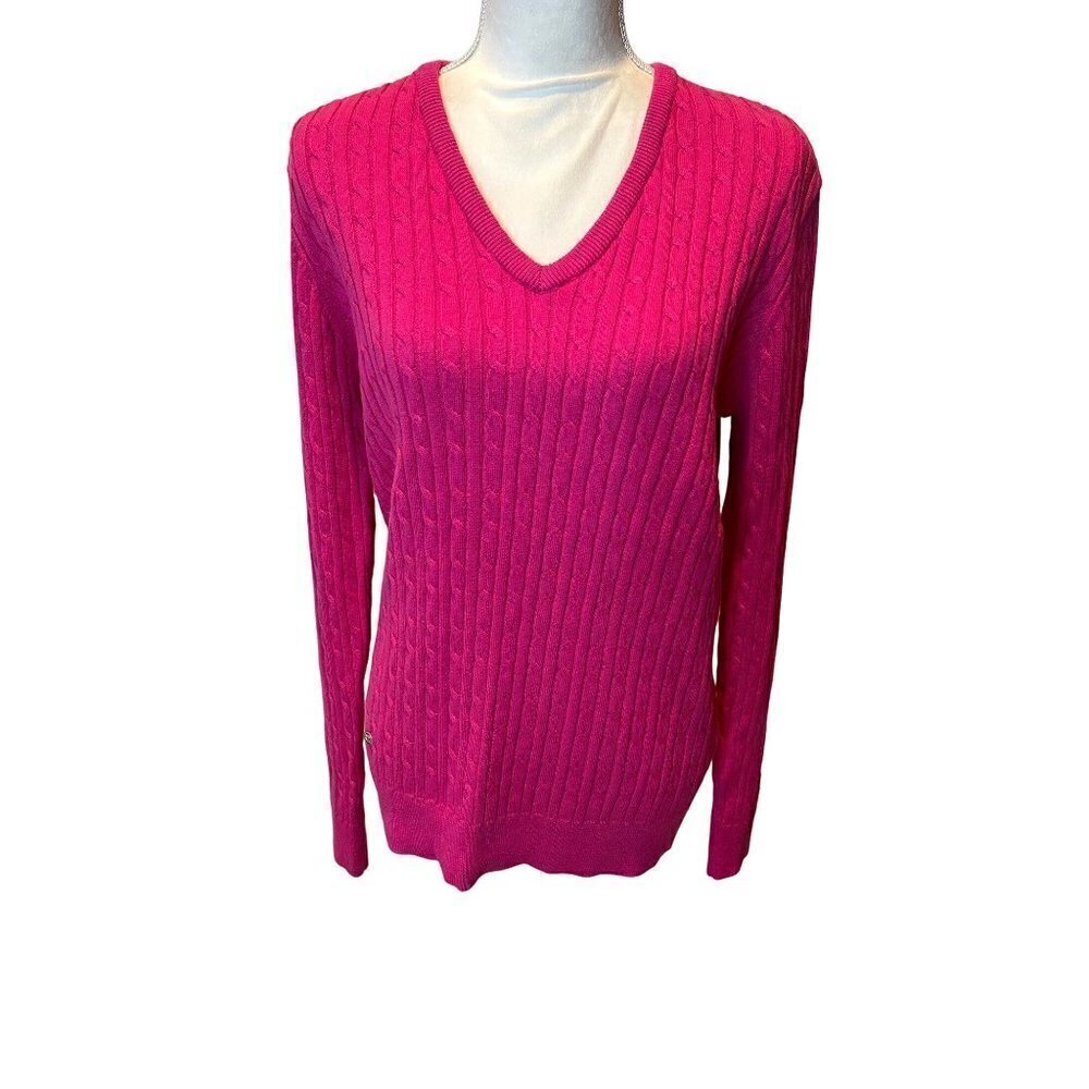Daily Sports Womens Cashmere Sweater Pink Size XL Madelene Dahlia Cotton NWT New